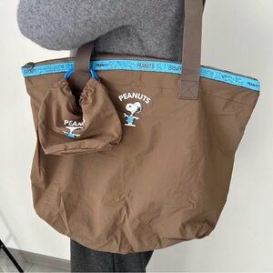 Peanuts Snoopy Foldable Eco Travel Tote Bag Runner Series Carry On Weekender Bag